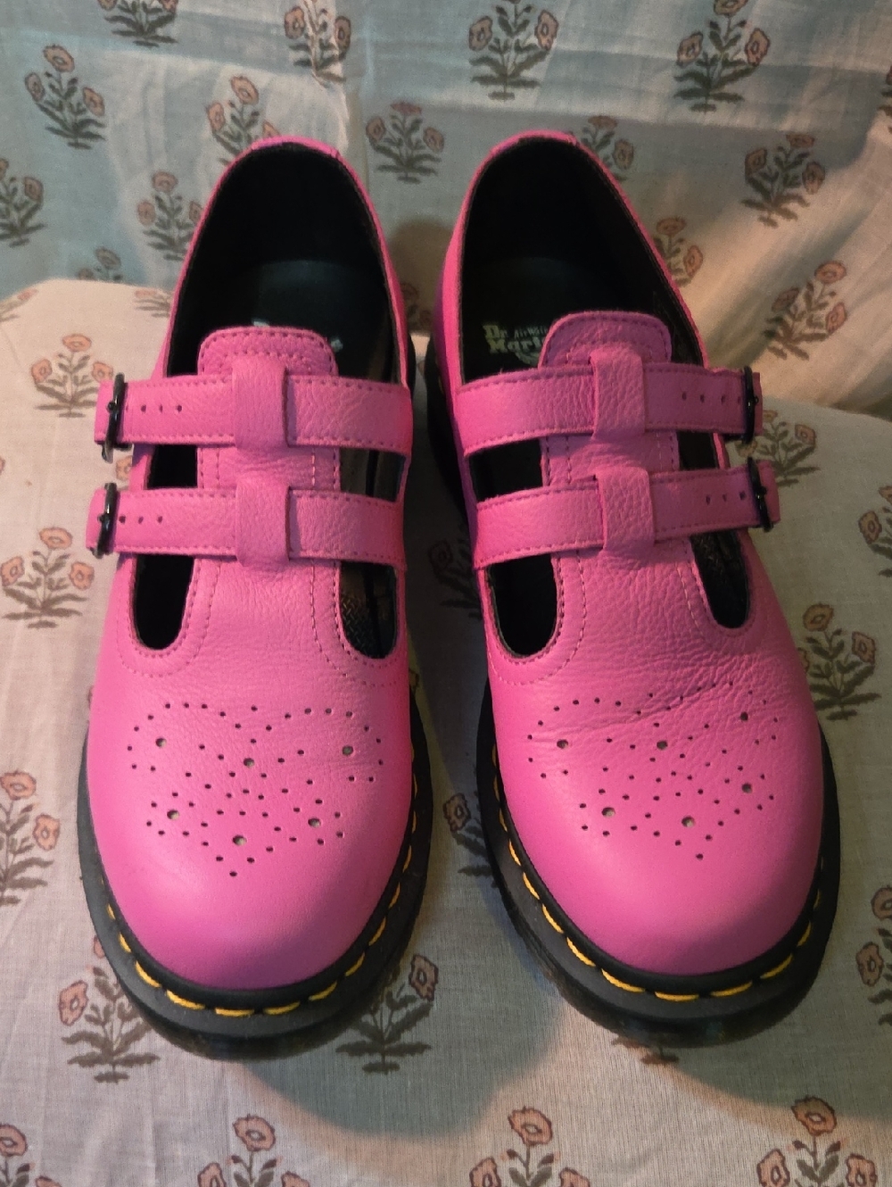 Dr. Martens Pink Double-Strap Mary Jane Shoes For Women Size 10
